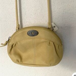 Fossil Women's Yellow Leather Crossbody Bag With Matching Wallet